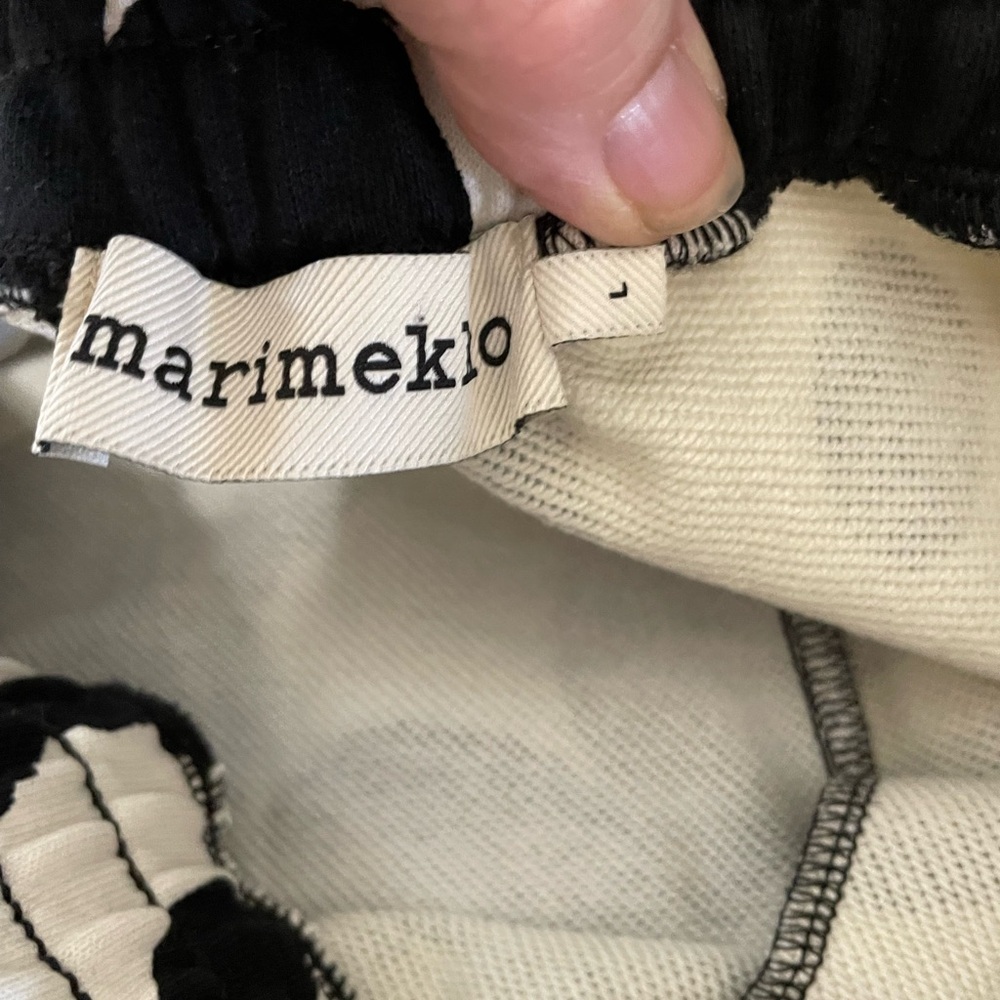 Marimekko Anthropologie varret Pieni unikko 2 French terry Wide Leg sweatpants L - Picture 8 of 10